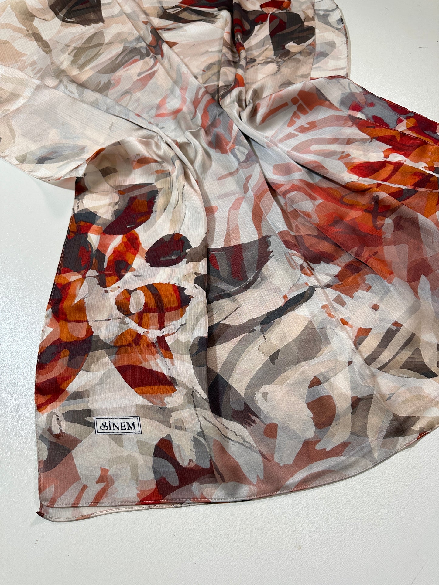 Foulard Crépe Plisser Satiné Imprimée Harmonie