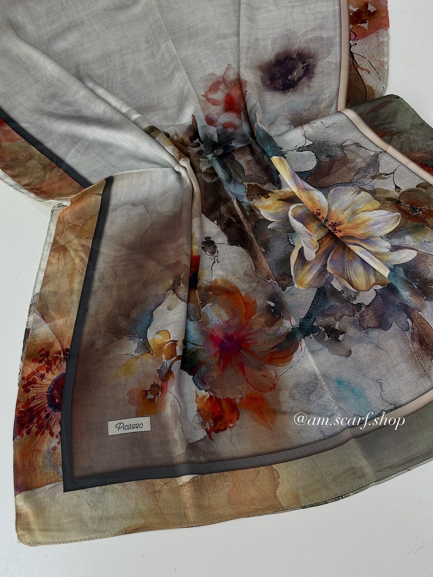 Foulard Crépes Plissé Satiné imprimer PICASSO Flora