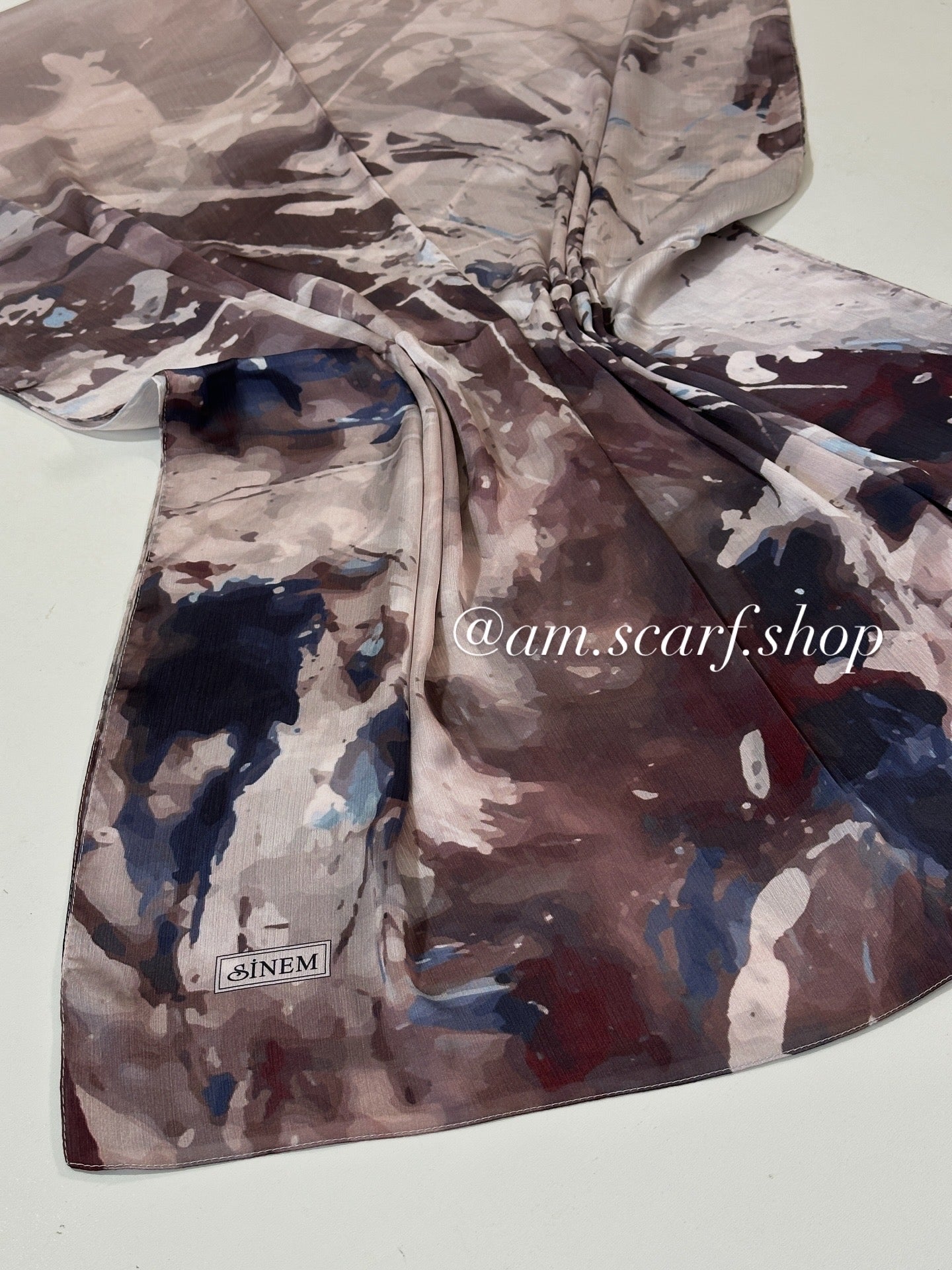 Foulard Crépe Plisser Satiné Imprimée BRUME ARTISTIQUE