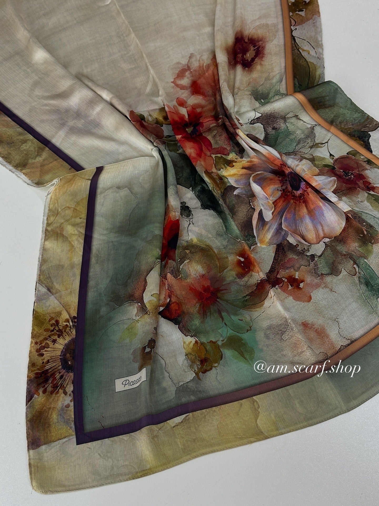 Foulard Crépes Plissé Satiné imprimer PICASSO Flora