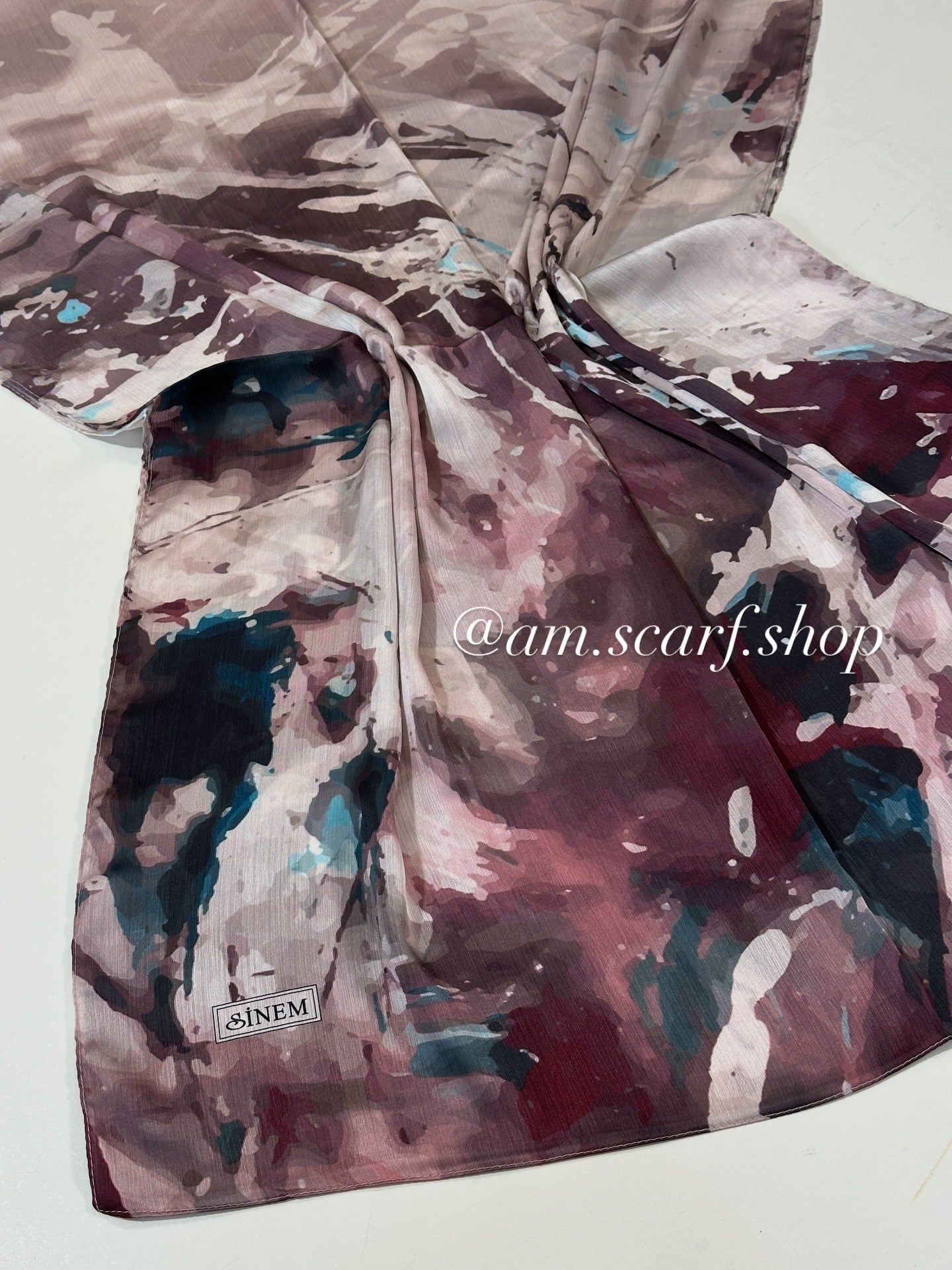 Foulard Crépe Plisser Satiné Imprimée BRUME ARTISTIQUE