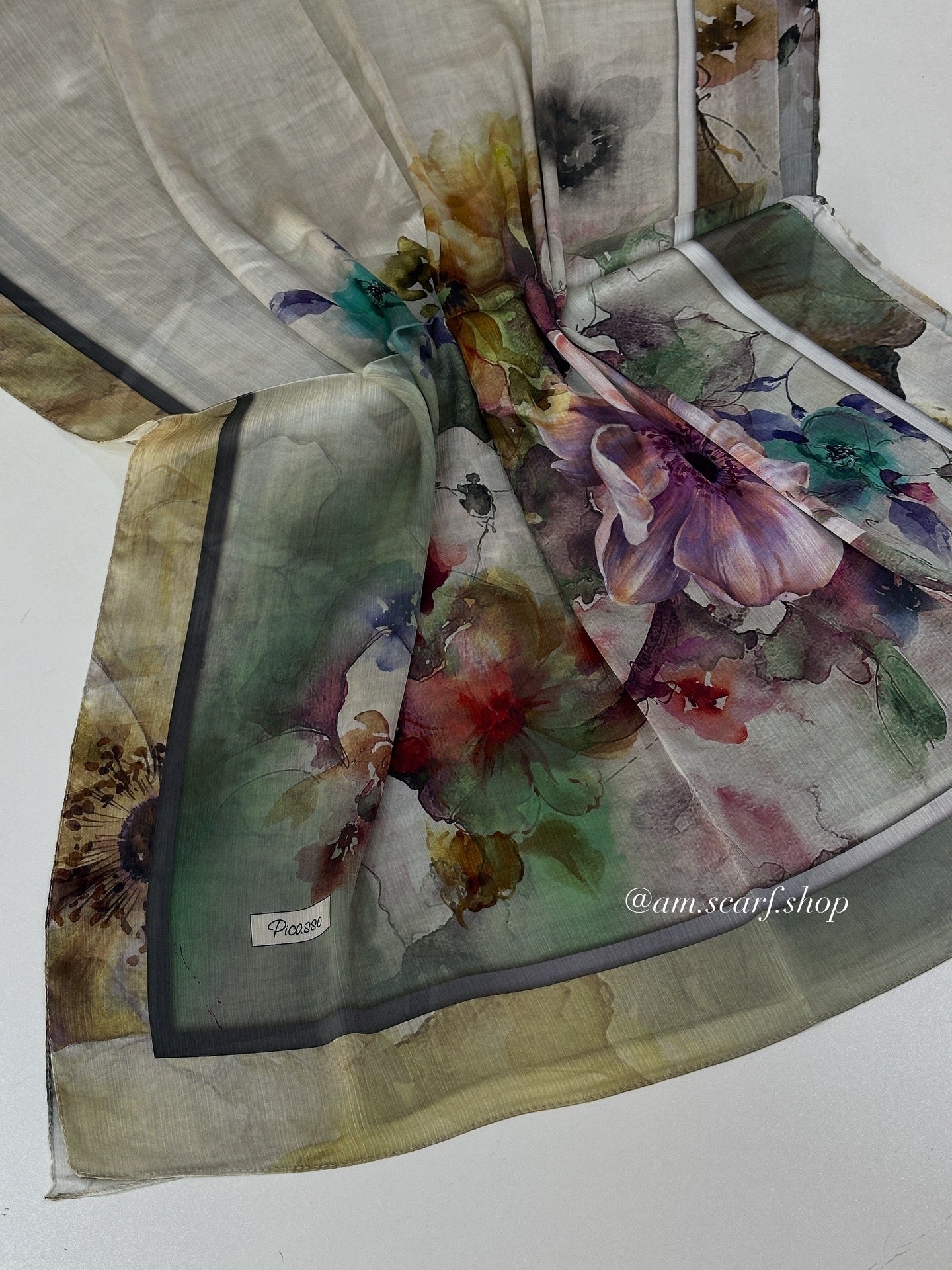 Foulard Crépes Plissé Satiné imprimer PICASSO Flora