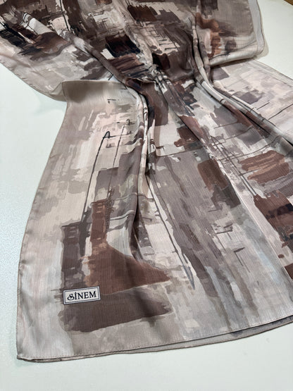 Foulard Crépe Plisser Satiné Imprimée PEINTURÉ