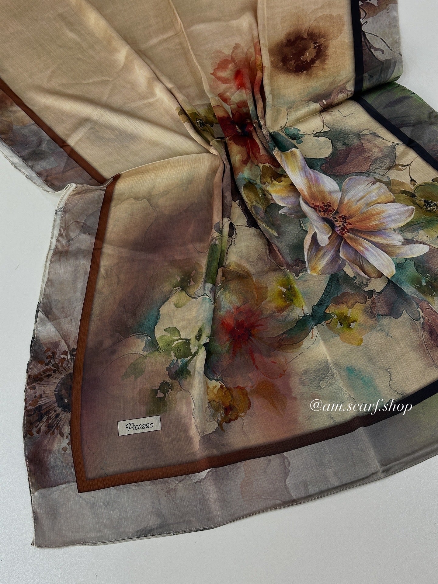 Foulard Crépes Plissé Satiné imprimer PICASSO Flora
