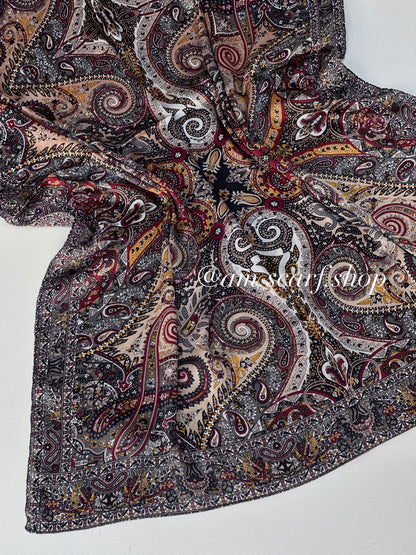 Foulard Crépe Plisser Satiné Imprimée PICASSO Pashmina