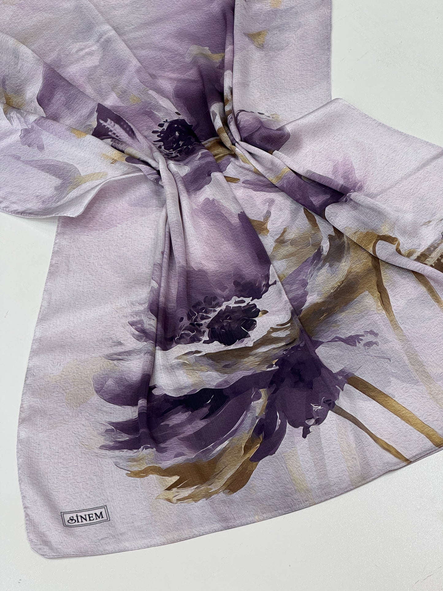 Foulard Crépe Plisser Satiné Imprimée fleur