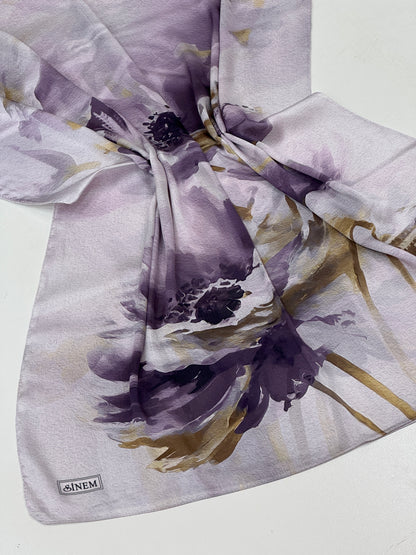 Foulard Crépe Plisser Satiné Imprimée fleur