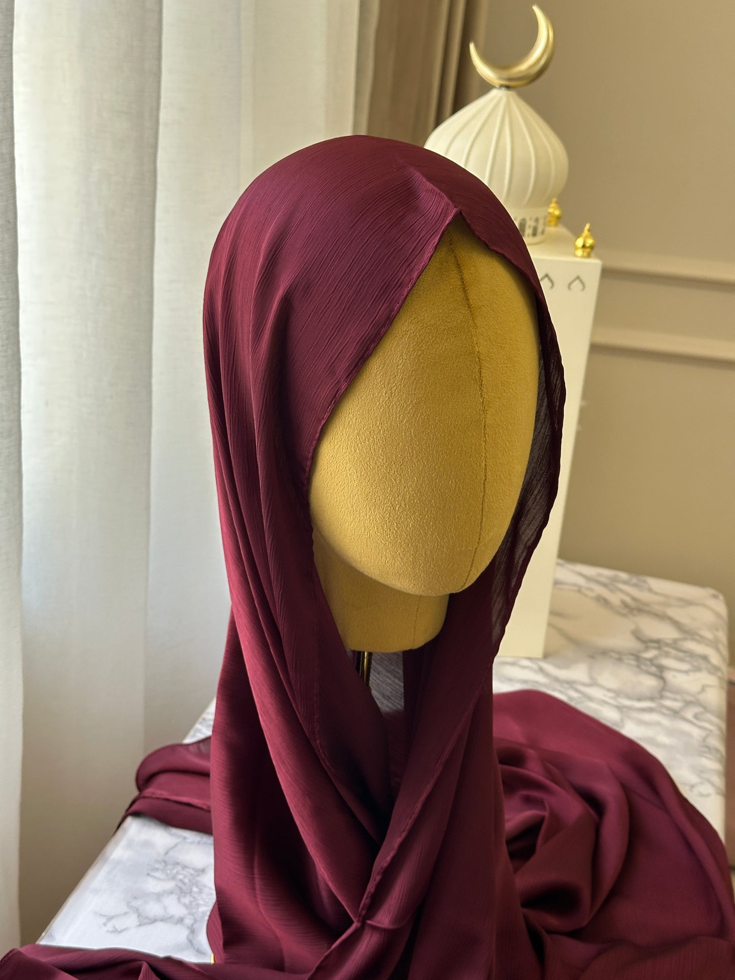 Foulard crèpe plissée satiné uni