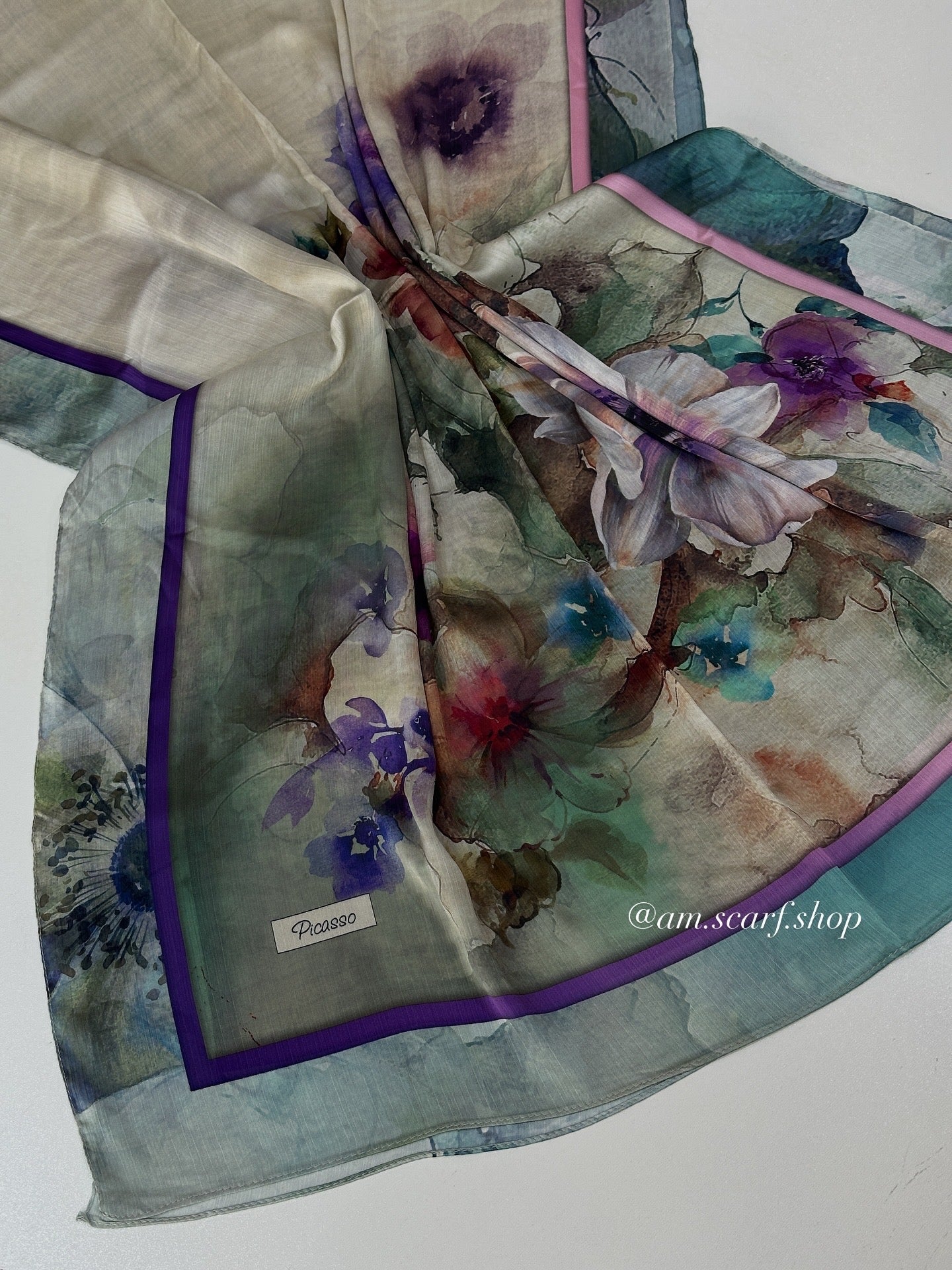 Foulard Crépes Plissé Satiné imprimer PICASSO Flora