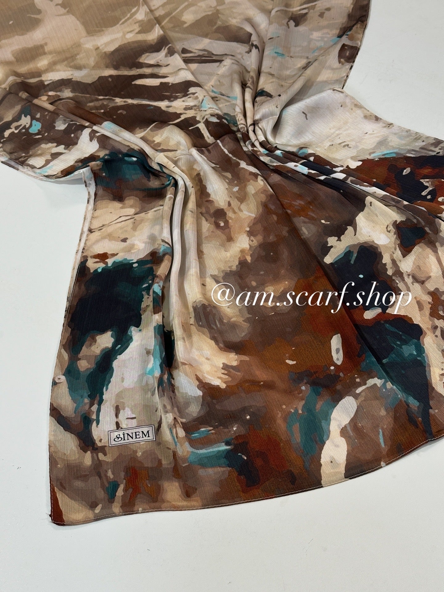 Foulard Crépe Plisser Satiné Imprimée BRUME ARTISTIQUE