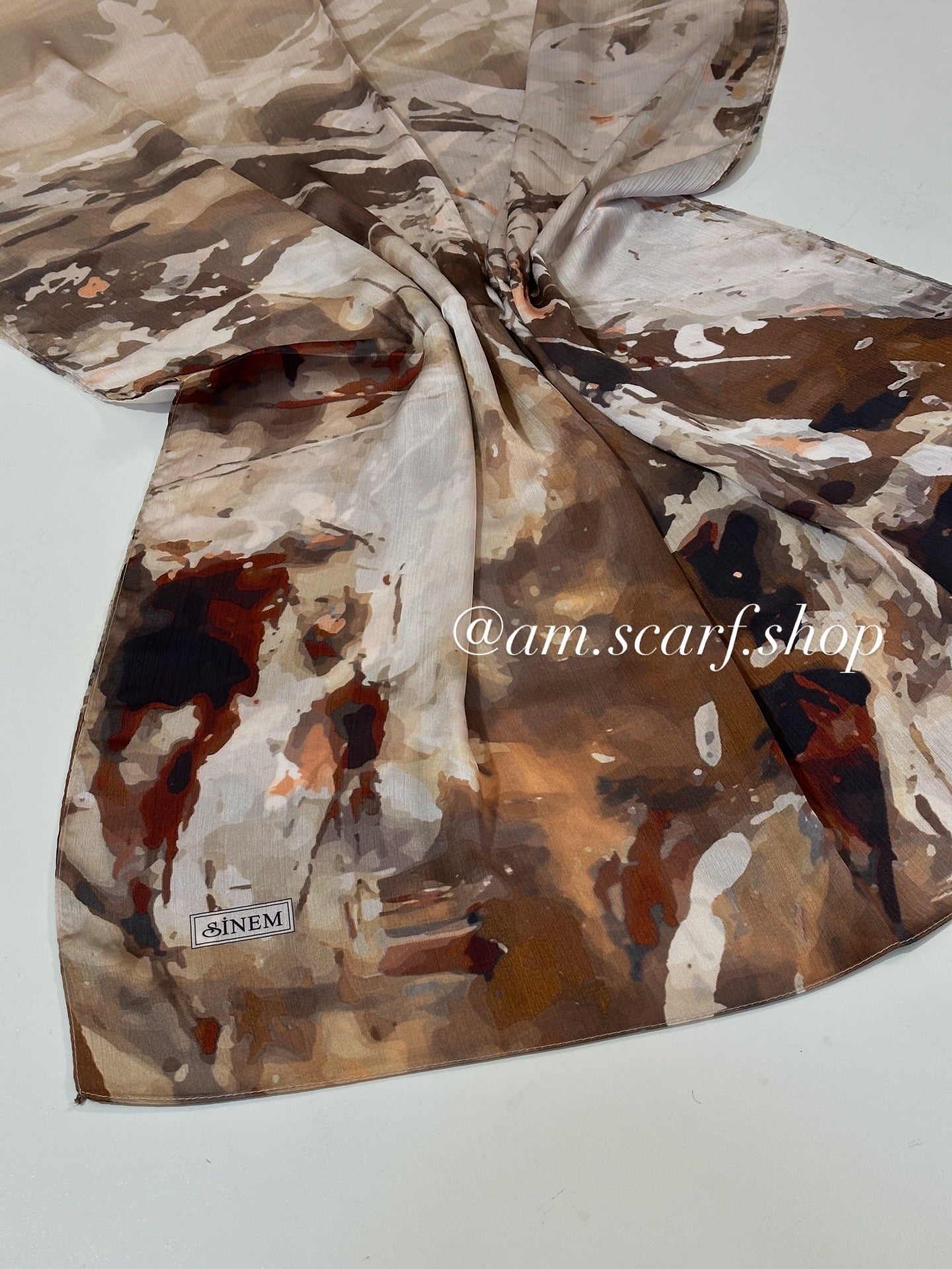 Foulard Crépe Plisser Satiné Imprimée BRUME ARTISTIQUE