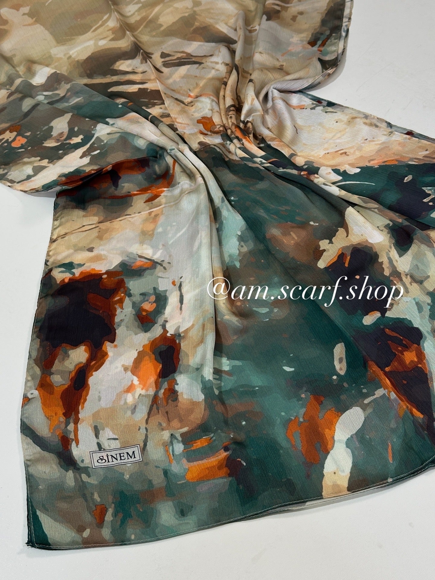 Foulard Crépe Plisser Satiné Imprimée BRUME ARTISTIQUE