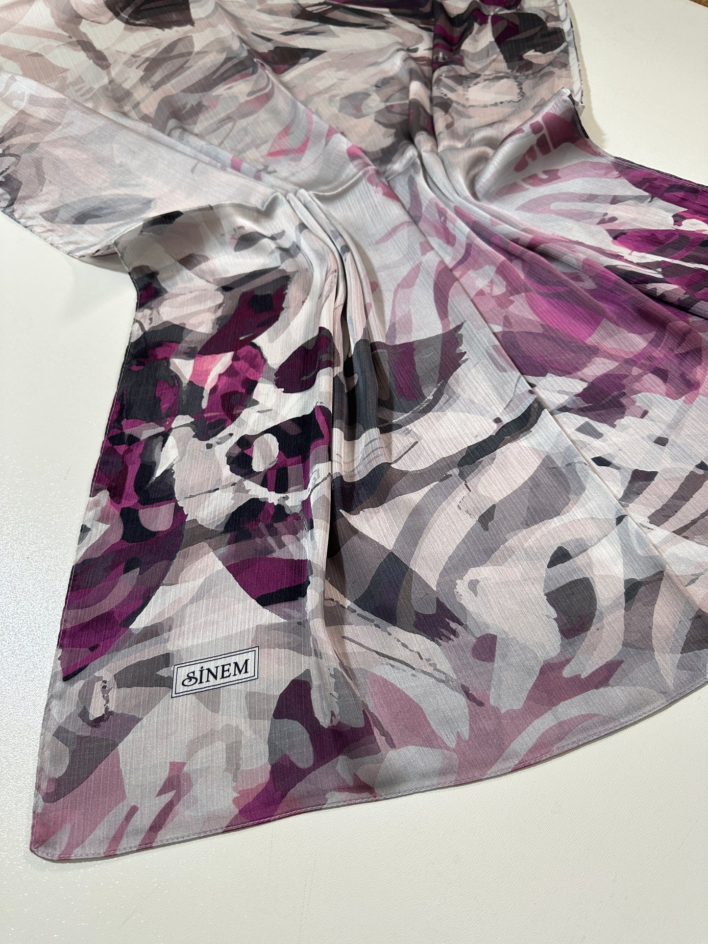 Foulard Crépe Plisser Satiné Imprimée Harmonie