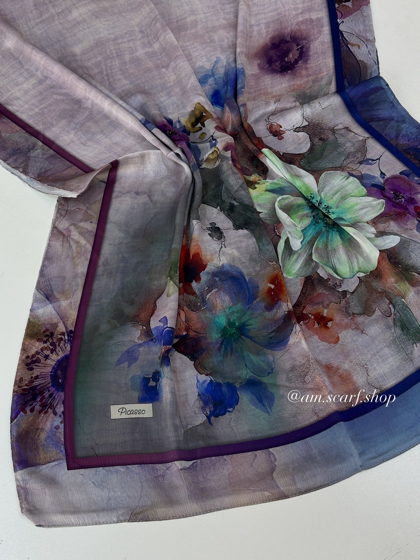 Foulard Crépes Plissé Satiné imprimer PICASSO Flora