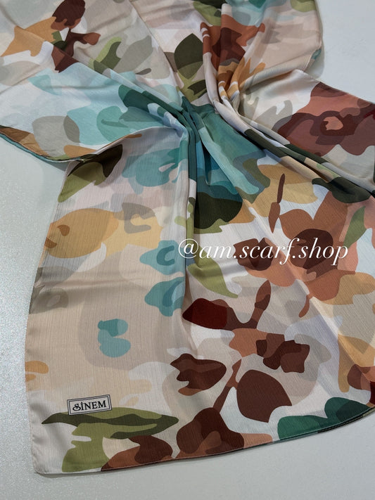 Foulard Crépe Plisser Satiné Imprimée FLORAL